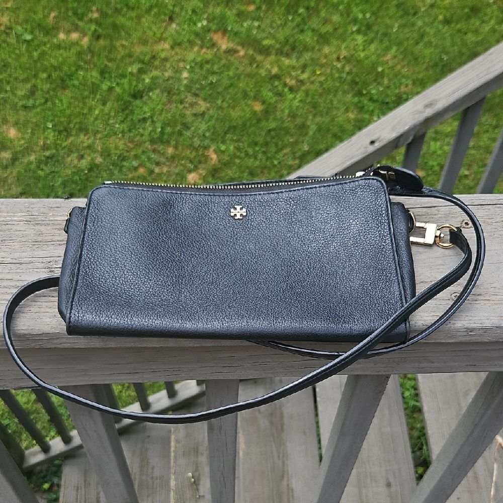 Tory Burch Black Pebbled Leather Crossbody